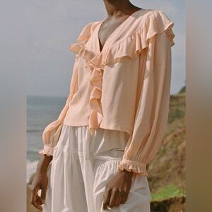 Dôen Sula Peach Ruffle Blouse